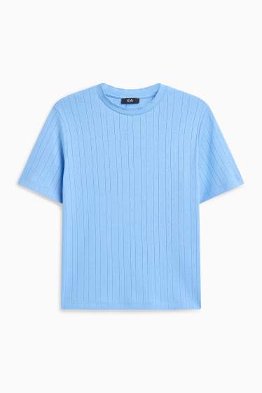 Damen - T-Shirt - Regular Fit - gerippt - blau