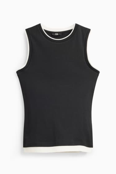 Damen - Top - 2-in-1-Look - schwarz