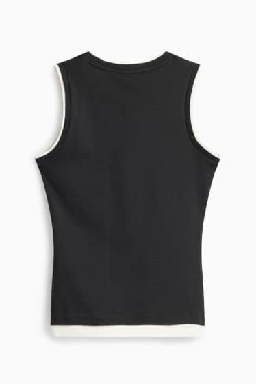 Damen - Top - 2-in-1-Look - schwarz