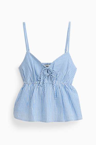 Damen - Blusentop - getreift - hellblau