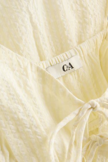 Damen - Blusentop - getreift - gelb