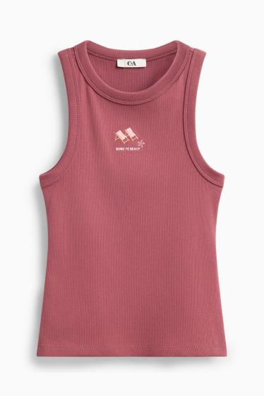 Women - Top - ribbed - red