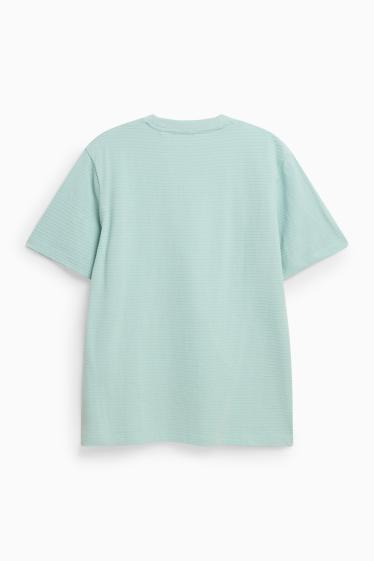 Herren - T-Shirt - Regular Fit - gerippt - helltürkis