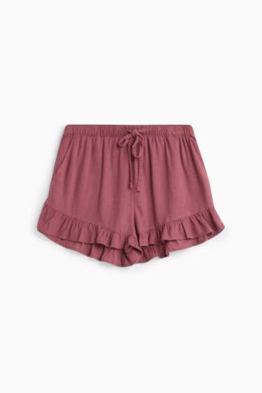 Damen - Shorts - High Waist - dunkelrot