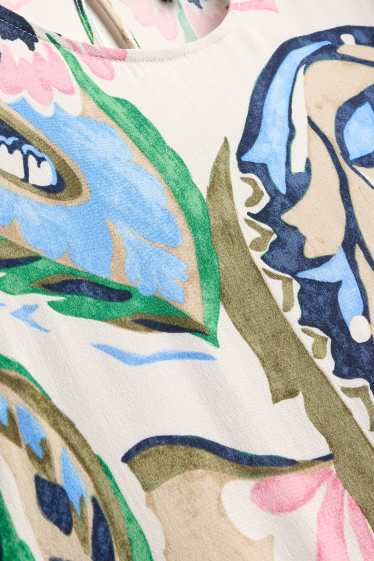 Damen - Bluse - gemustert - cremefarben