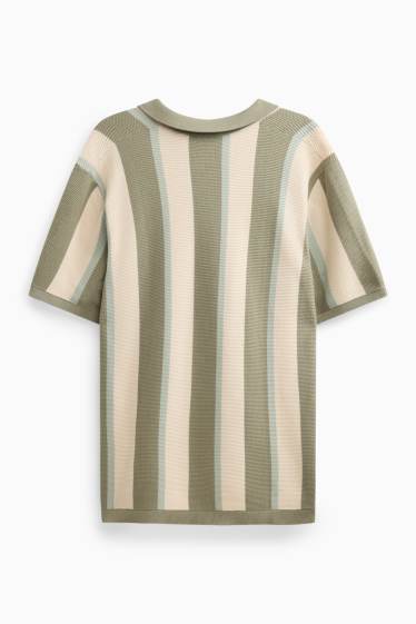 Herren - Strick-Poloshirt - Regular Fit - gestreift - strukturiert - grün