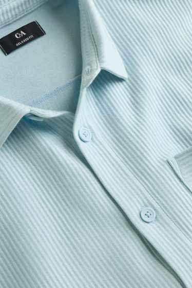 Uomo - Camicia - relaxed fit - collo all'italiana - a coste - azzurro