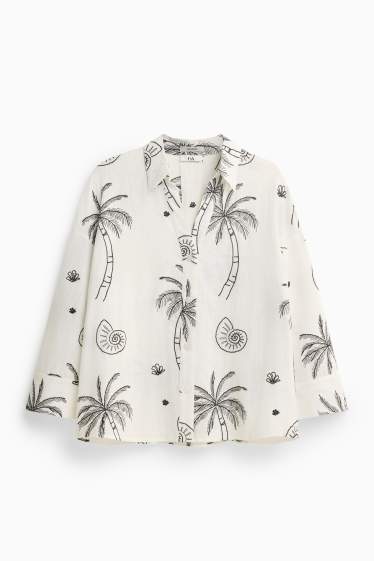 Damen - Bluse - gemustert - weiß / schwarz