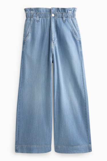 Damen - Crop Wide Leg Jeans - High Waist - jeansblau