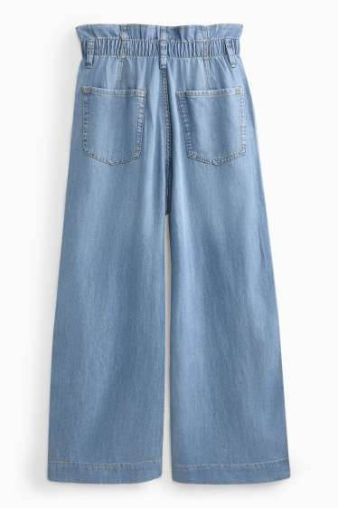 Damen - Crop Wide Leg Jeans - High Waist - jeansblau
