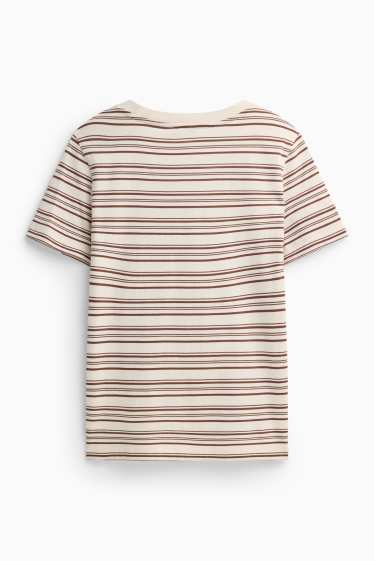 Damen - T-Shirt - Regular Fit - gestreift - beige / braun