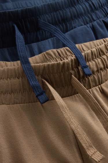 Kinderen: jongens - Set van 2 - sweatshort - bruin / blauw