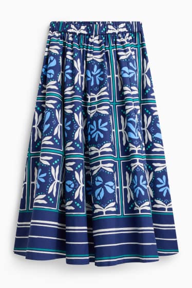 Women - Skirt - patterned - blue / white