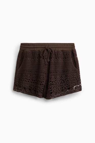 Damen - Strick-Shorts - braun