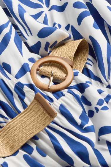 Dames - Jurk - blauw / wit