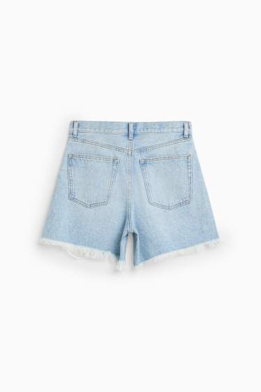 Damen - Jeans-Shorts - High Waist - helljeansblau