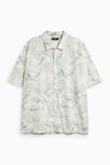 Heren - Overhemd - met structuur - met patroon - groen / crème wit