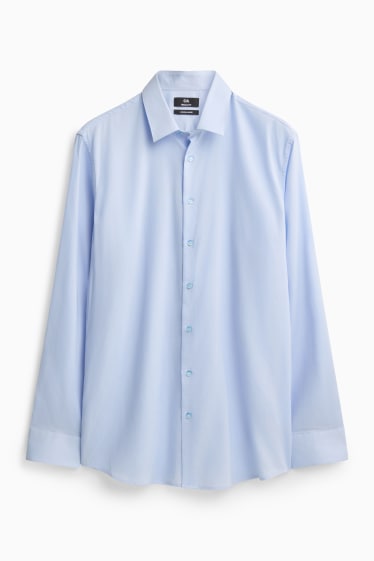 Bărbați - Cămașă office cu conținut de in - regular fit - guler Kent - ușor de călcat - albastru deschis