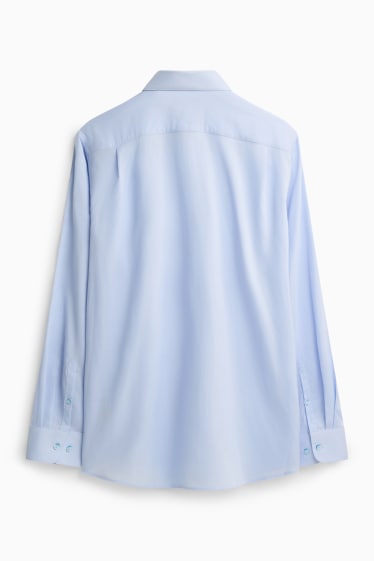 Bărbați - Cămașă office cu conținut de in - regular fit - guler Kent - ușor de călcat - albastru deschis