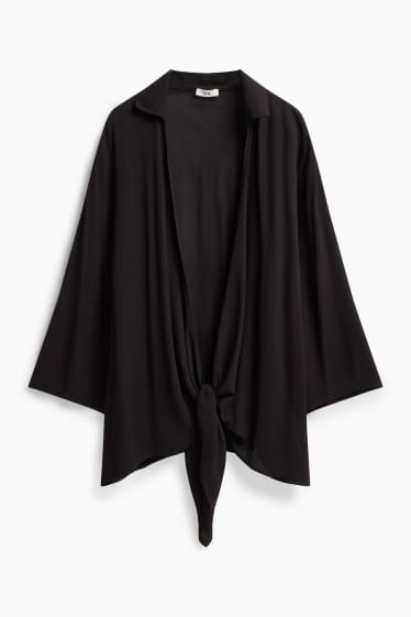 Women - Blouse with knot detail - black