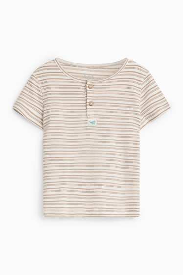 Baby: jongens - Walvis - baby-T-shirt - gestreept - wit / beige