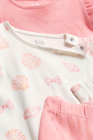 Baby Mädchen - Multipack 2er - Muschel - Baby-Pyjama - 4 teilig - weiss / pink
