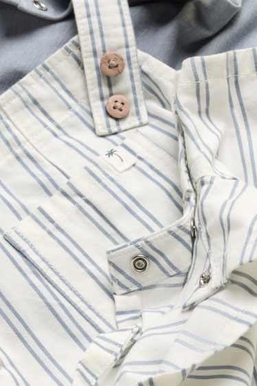 Baby: jongens - Palmboom - babyoutfit - 2-delig - gestreept - blauw / wit