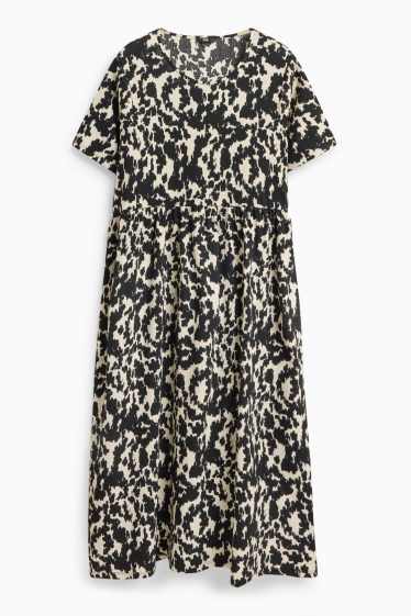 Damen - A-Linien Kleid - gemustert - strukturiert - schwarz / weiß