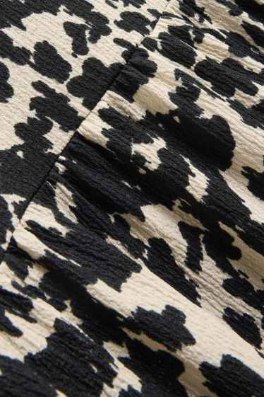 Damen - A-Linien Kleid - gemustert - strukturiert - schwarz / weiß