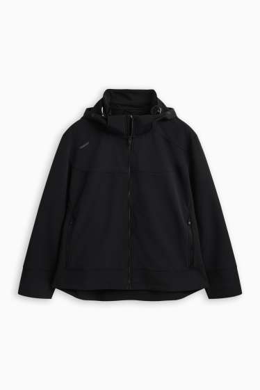 Pánské - Softshellová bunda s kapucí - z vodoodpudivého materiálu - černá