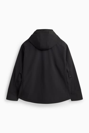 Pánské - Softshellová bunda s kapucí - z vodoodpudivého materiálu - černá