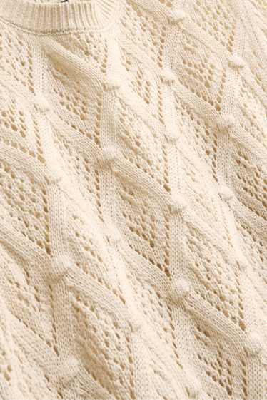 Damen - Strickpullover - kurzarm - beige