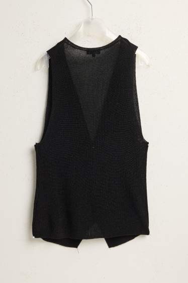 Femmes - Gilet sans manches en maille - finition côtelée - noir