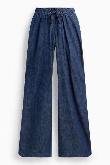 Femmes - Pantalon de grossesse - wide Leg - aspect jean - jean bleu foncé