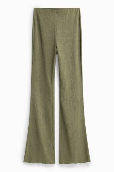 Dames - Flared legging - met structuur - groen