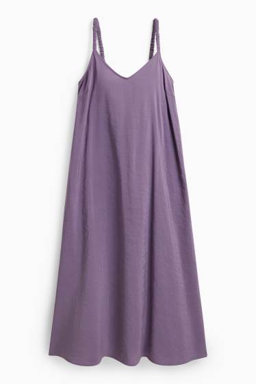 Damen - A-Linien Kleid mit V-Ausschnitt - lila