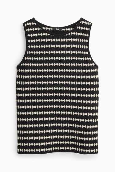 Femei - Top tricotat - cu dungi - negru / alb