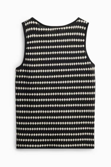 Femei - Top tricotat - cu dungi - negru / alb