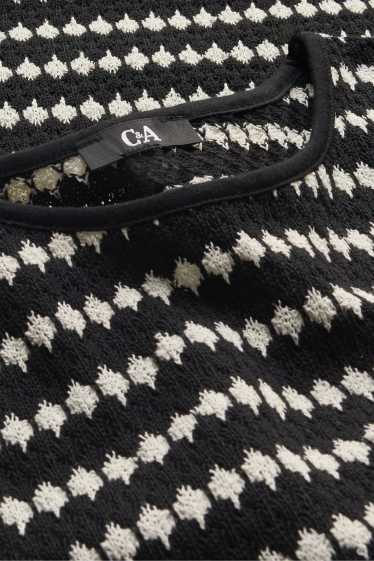 Femei - Top tricotat - cu dungi - negru / alb