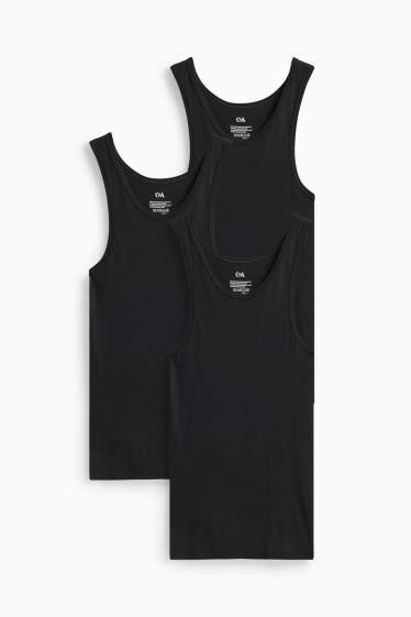 Heren - Set van 3 - onderhemd - fijne ribstof - zwart