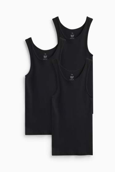 Heren - Set van 3 - onderhemd - fijne ribstof - zwart