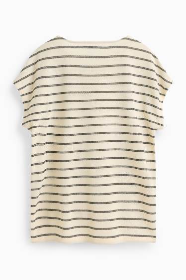 Damen - T-Shirt - Regular Fit - gestreift - cremeweiss