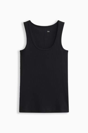 Damen - Top - gerippt - schwarz