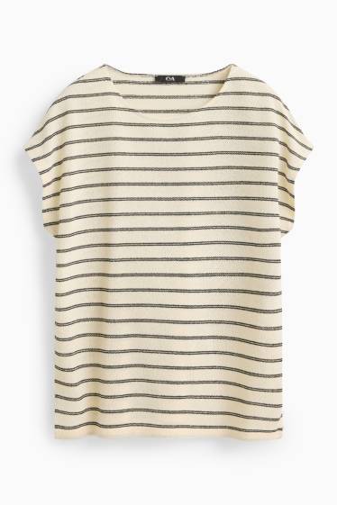 Damen - T-Shirt - Regular Fit - gestreift - cremeweiss