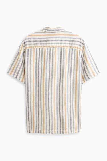 Herren - Hemd - Regular Fit - Kent - Leinen-Mix - gestreift - weiss