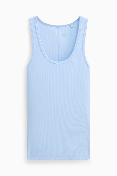 Damen - Top - gerippt - hellblau