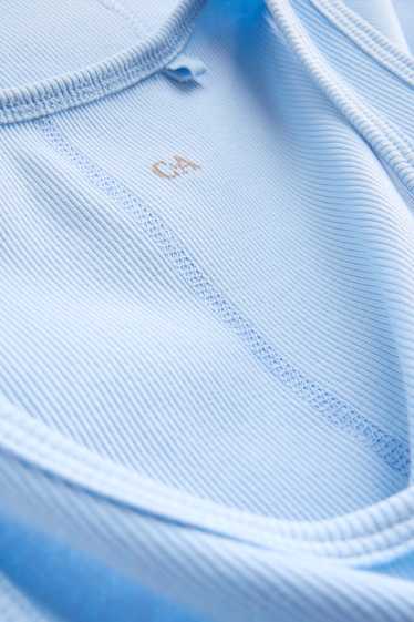 Damen - Top - gerippt - hellblau