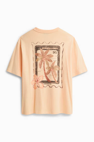 Women - T-shirt - oversized - patterned - light orange