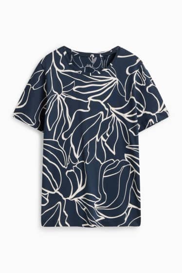 Dames - T-shirt - donkerblauw / wit