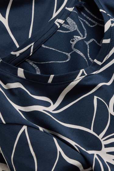 Dames - T-shirt - donkerblauw / wit